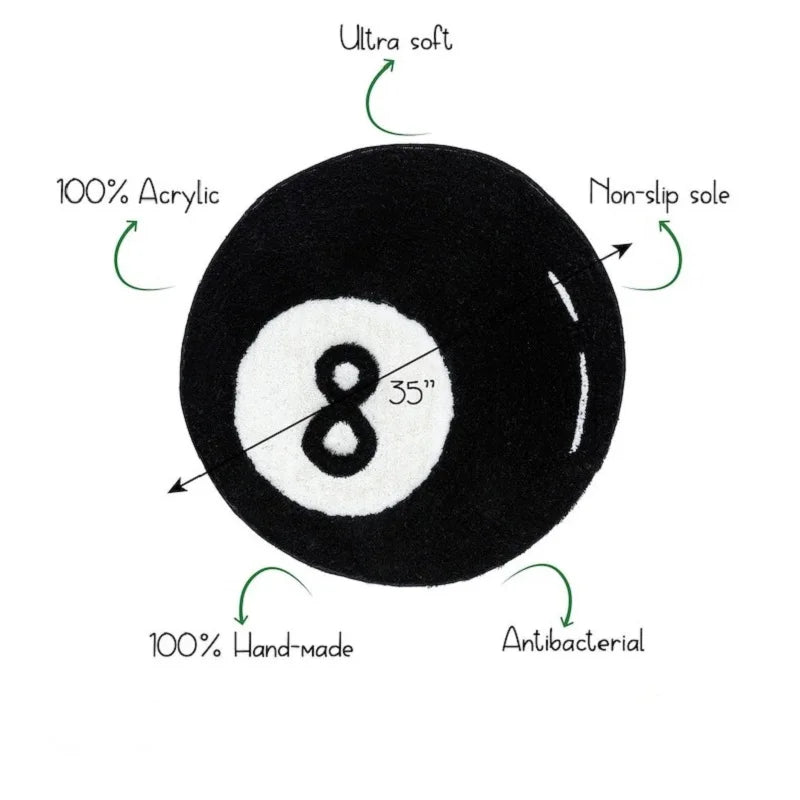 8 ball round rug