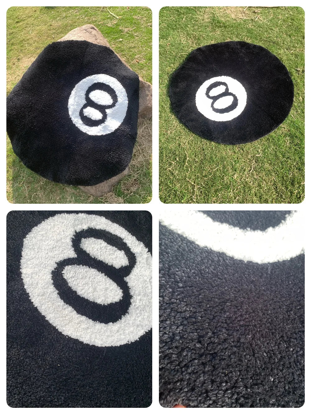 8 ball round rug