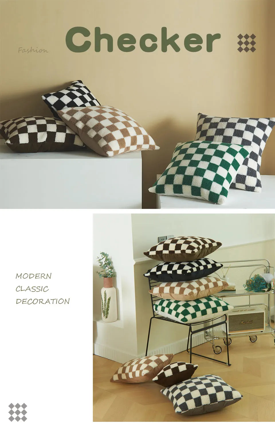 Checkered cushion covers - set of 2