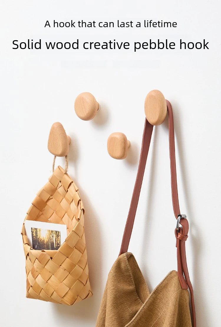 Pebble Shape Wooden Wall Hook